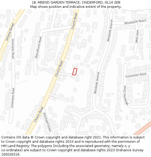 18, MEEND GARDEN TERRACE, CINDERFORD, GL14 2EB: Location map and indicative extent of plot