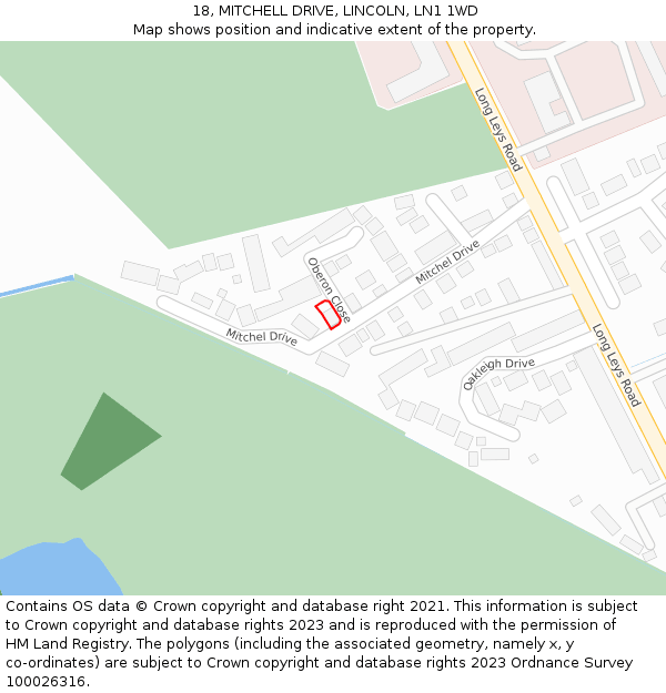 18, MITCHELL DRIVE, LINCOLN, LN1 1WD: Location map and indicative extent of plot