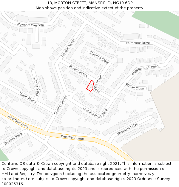 18, MORTON STREET, MANSFIELD, NG19 6DP: Location map and indicative extent of plot