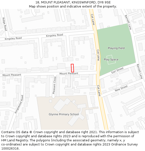 18, MOUNT PLEASANT, KINGSWINFORD, DY6 9SE: Location map and indicative extent of plot