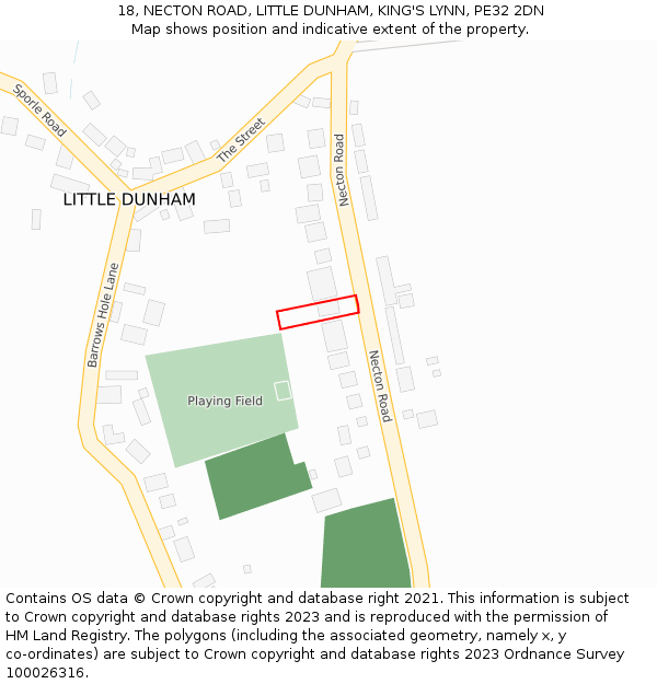 18, NECTON ROAD, LITTLE DUNHAM, KING'S LYNN, PE32 2DN: Location map and indicative extent of plot