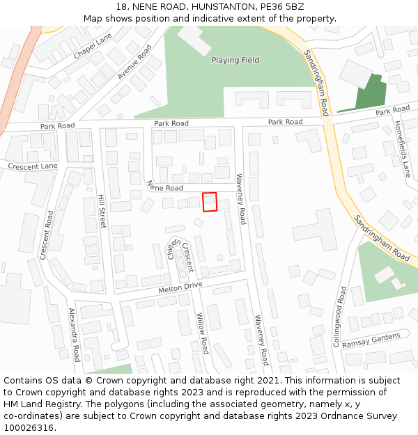 18, NENE ROAD, HUNSTANTON, PE36 5BZ: Location map and indicative extent of plot