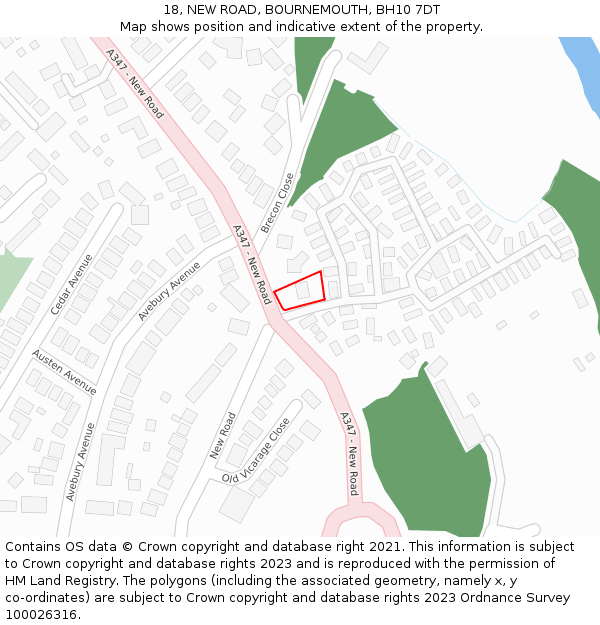 18, NEW ROAD, BOURNEMOUTH, BH10 7DT: Location map and indicative extent of plot