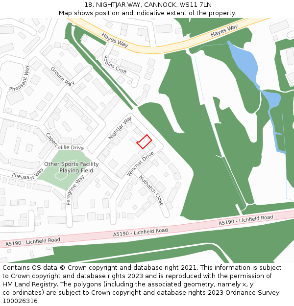 18, NIGHTJAR WAY, CANNOCK, WS11 7LN: Location map and indicative extent of plot