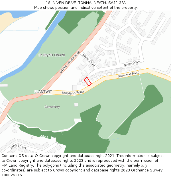 18, NIVEN DRIVE, TONNA, NEATH, SA11 3FA: Location map and indicative extent of plot
