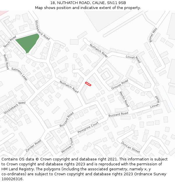 18, NUTHATCH ROAD, CALNE, SN11 9SB: Location map and indicative extent of plot
