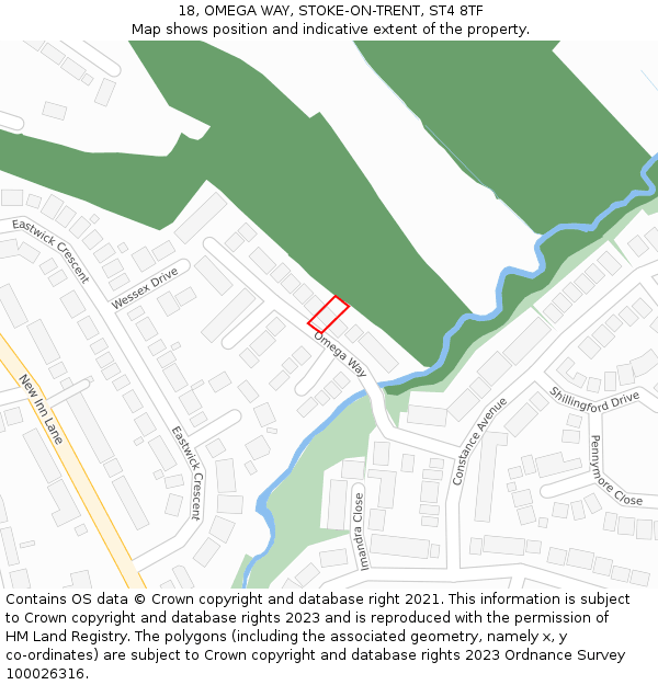 18, OMEGA WAY, STOKE-ON-TRENT, ST4 8TF: Location map and indicative extent of plot