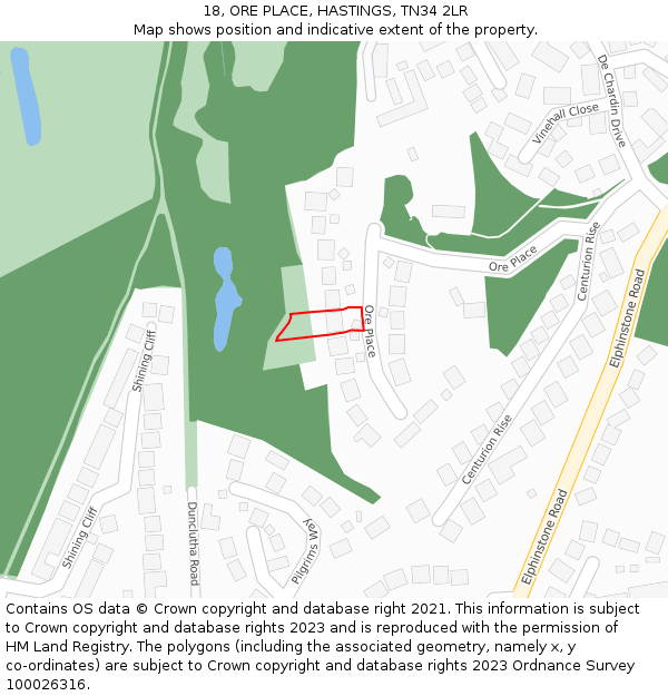 18, ORE PLACE, HASTINGS, TN34 2LR: Location map and indicative extent of plot
