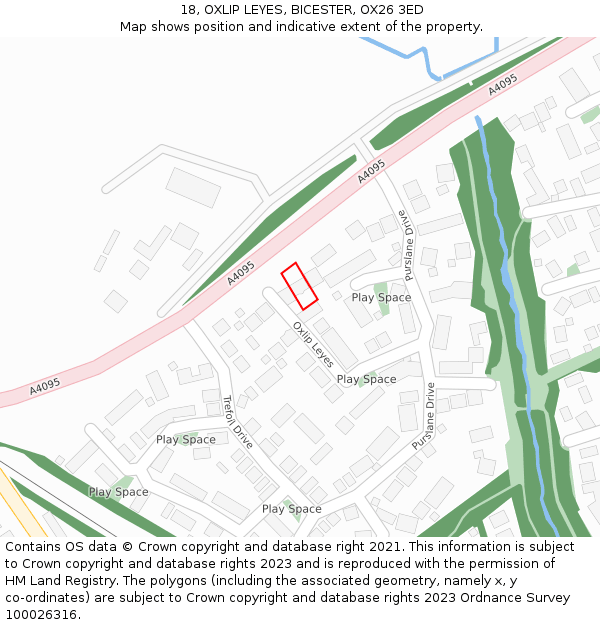 18, OXLIP LEYES, BICESTER, OX26 3ED: Location map and indicative extent of plot