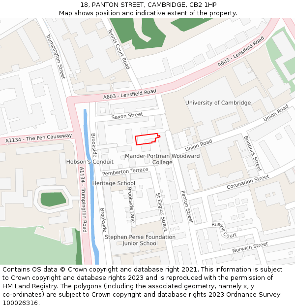 18, PANTON STREET, CAMBRIDGE, CB2 1HP: Location map and indicative extent of plot