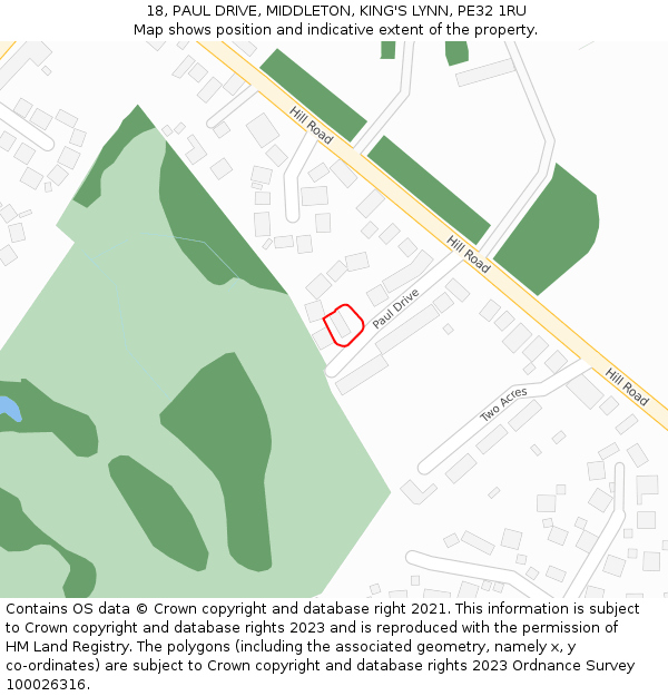 18, PAUL DRIVE, MIDDLETON, KING'S LYNN, PE32 1RU: Location map and indicative extent of plot