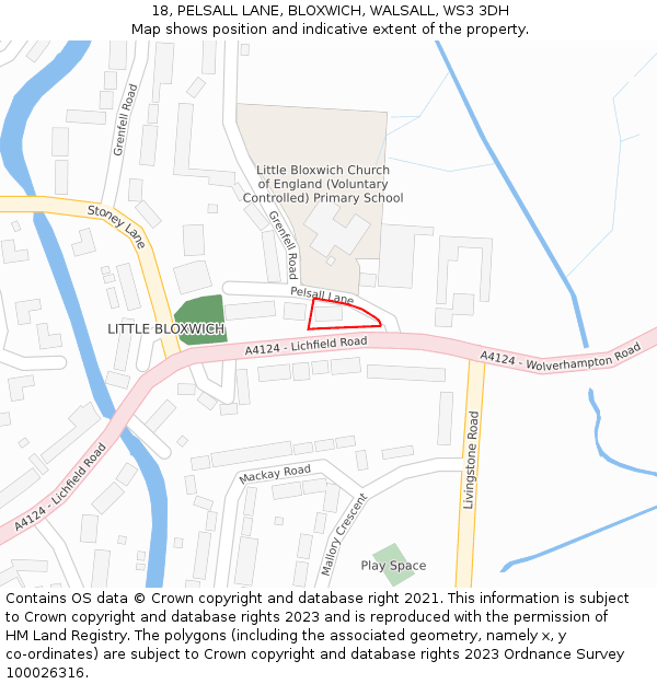 18, PELSALL LANE, BLOXWICH, WALSALL, WS3 3DH: Location map and indicative extent of plot