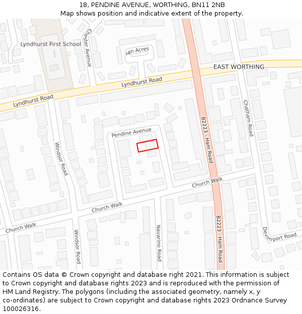 18, PENDINE AVENUE, WORTHING, BN11 2NB: Location map and indicative extent of plot