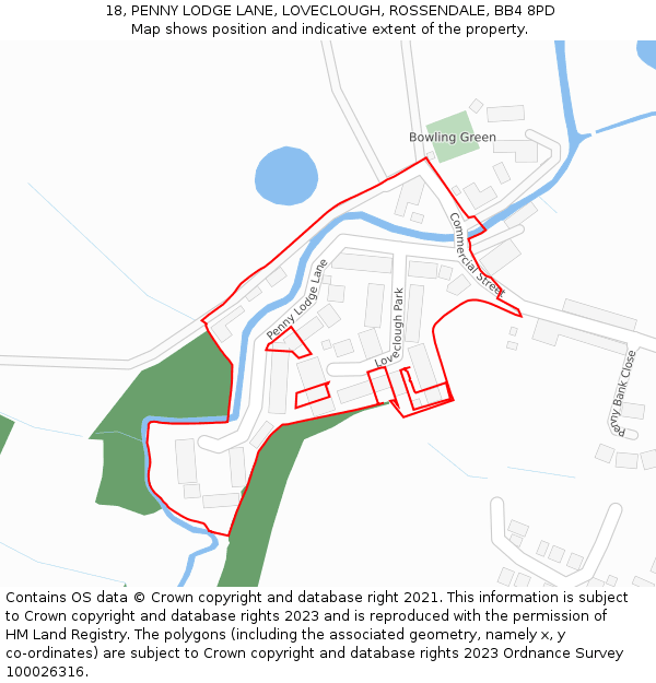 18, PENNY LODGE LANE, LOVECLOUGH, ROSSENDALE, BB4 8PD: Location map and indicative extent of plot