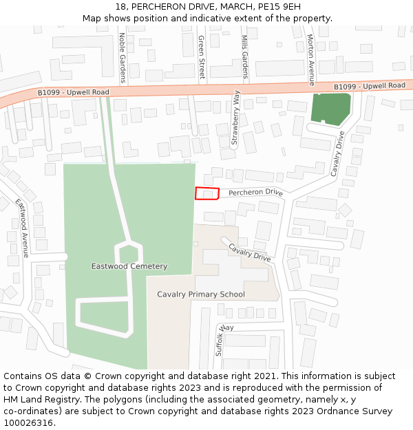 18, PERCHERON DRIVE, MARCH, PE15 9EH: Location map and indicative extent of plot