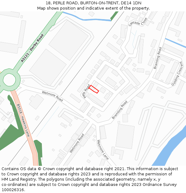 18, PERLE ROAD, BURTON-ON-TRENT, DE14 1DN: Location map and indicative extent of plot