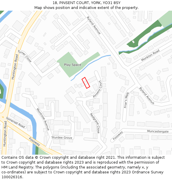 18, PINSENT COURT, YORK, YO31 8SY: Location map and indicative extent of plot