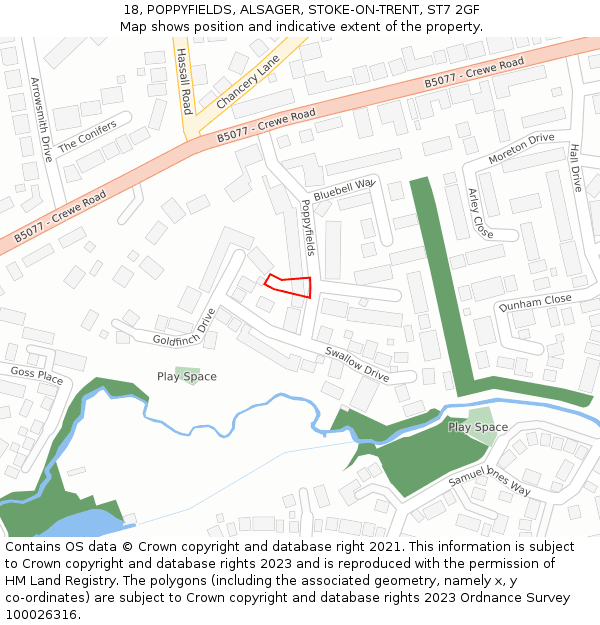 18, POPPYFIELDS, ALSAGER, STOKE-ON-TRENT, ST7 2GF: Location map and indicative extent of plot