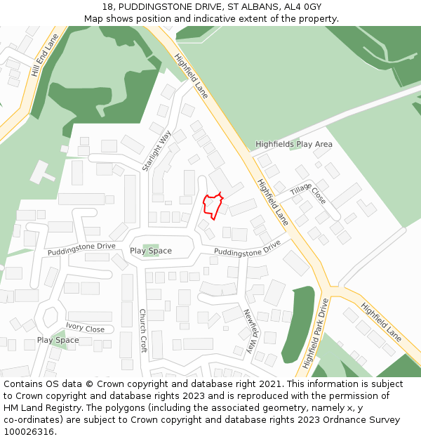 18, PUDDINGSTONE DRIVE, ST ALBANS, AL4 0GY: Location map and indicative extent of plot