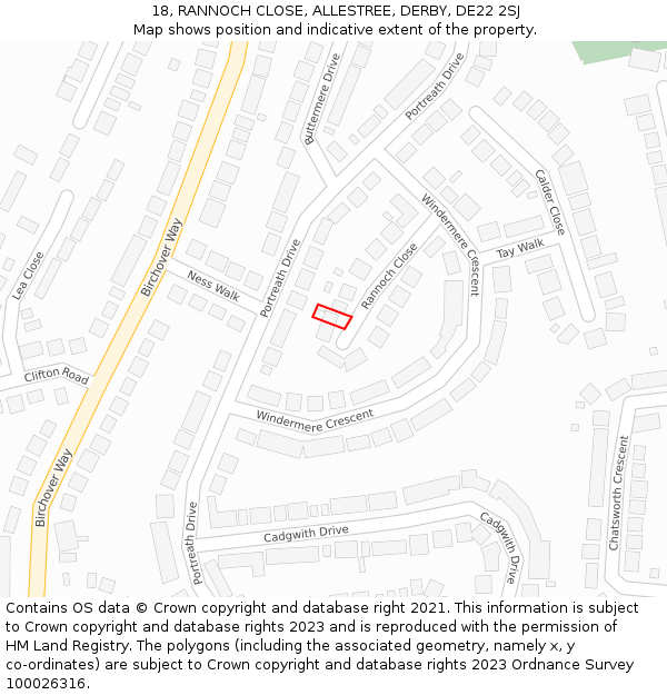 18, RANNOCH CLOSE, ALLESTREE, DERBY, DE22 2SJ: Location map and indicative extent of plot