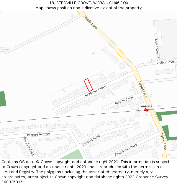 18, REEDVILLE GROVE, WIRRAL, CH46 1QX: Location map and indicative extent of plot
