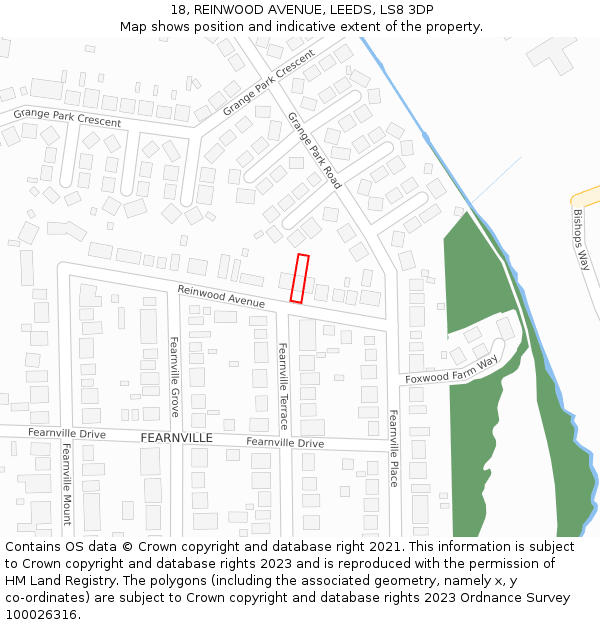 18, REINWOOD AVENUE, LEEDS, LS8 3DP: Location map and indicative extent of plot