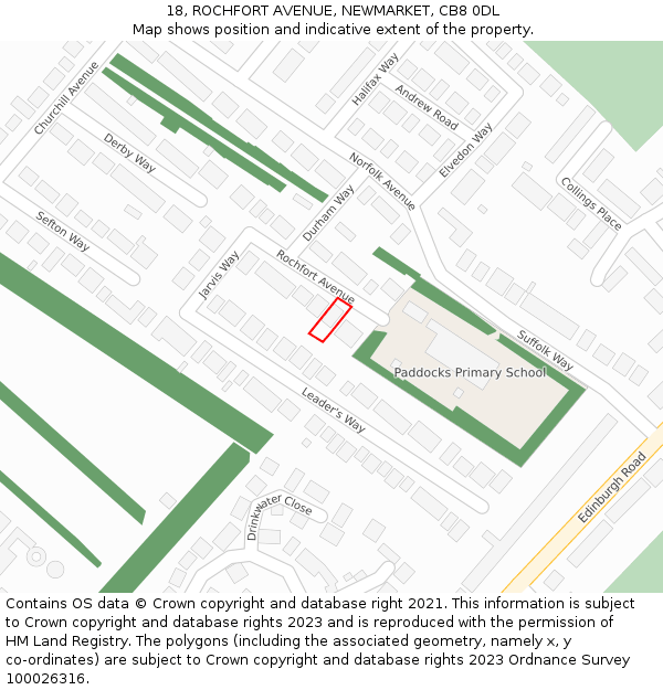 18, ROCHFORT AVENUE, NEWMARKET, CB8 0DL: Location map and indicative extent of plot
