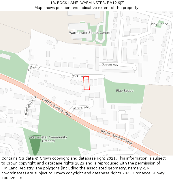 18, ROCK LANE, WARMINSTER, BA12 9JZ: Location map and indicative extent of plot