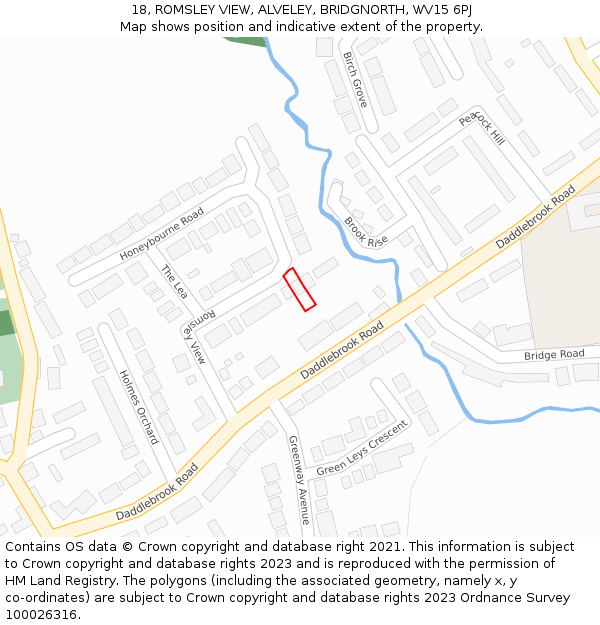 18, ROMSLEY VIEW, ALVELEY, BRIDGNORTH, WV15 6PJ: Location map and indicative extent of plot