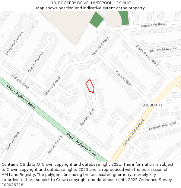18, ROOKERY DRIVE, LIVERPOOL, L19 9HG: Location map and indicative extent of plot