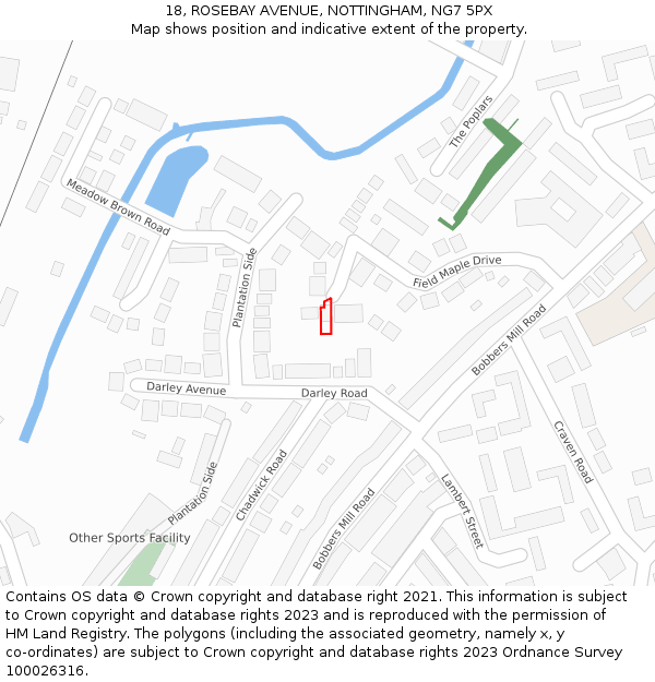18, ROSEBAY AVENUE, NOTTINGHAM, NG7 5PX: Location map and indicative extent of plot
