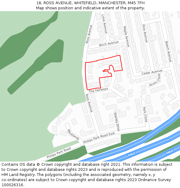 18, ROSS AVENUE, WHITEFIELD, MANCHESTER, M45 7FH: Location map and indicative extent of plot