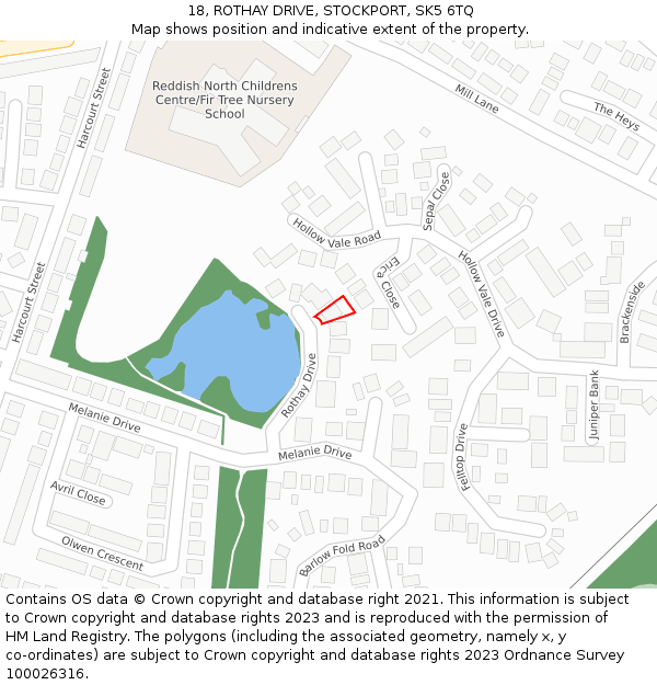 18, ROTHAY DRIVE, STOCKPORT, SK5 6TQ: Location map and indicative extent of plot