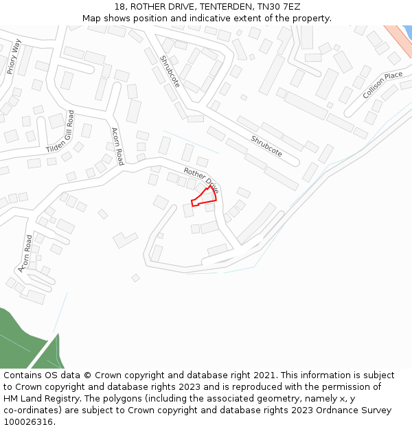 18, ROTHER DRIVE, TENTERDEN, TN30 7EZ: Location map and indicative extent of plot