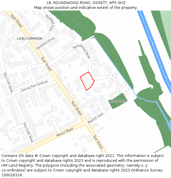 18, ROUNDWOOD ROAD, OSSETT, WF5 0HZ: Location map and indicative extent of plot