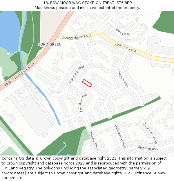 18, ROW MOOR WAY, STOKE-ON-TRENT, ST6 8BP: Location map and indicative extent of plot