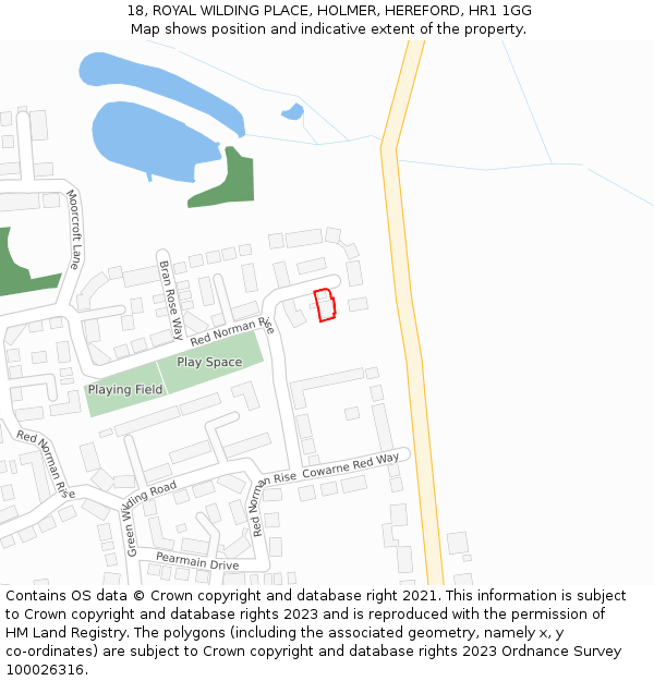 18, ROYAL WILDING PLACE, HOLMER, HEREFORD, HR1 1GG: Location map and indicative extent of plot