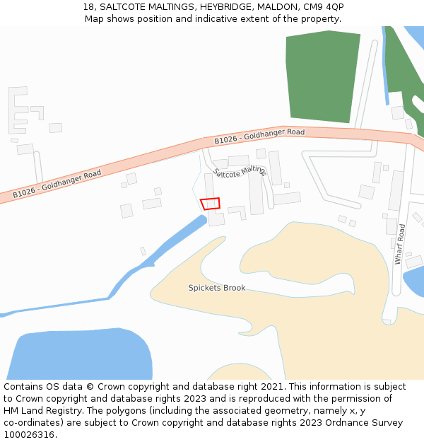 18, SALTCOTE MALTINGS, HEYBRIDGE, MALDON, CM9 4QP: Location map and indicative extent of plot