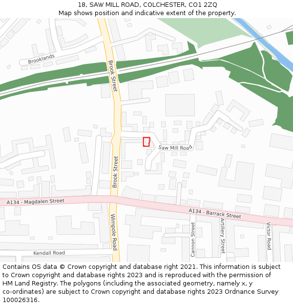 18, SAW MILL ROAD, COLCHESTER, CO1 2ZQ: Location map and indicative extent of plot
