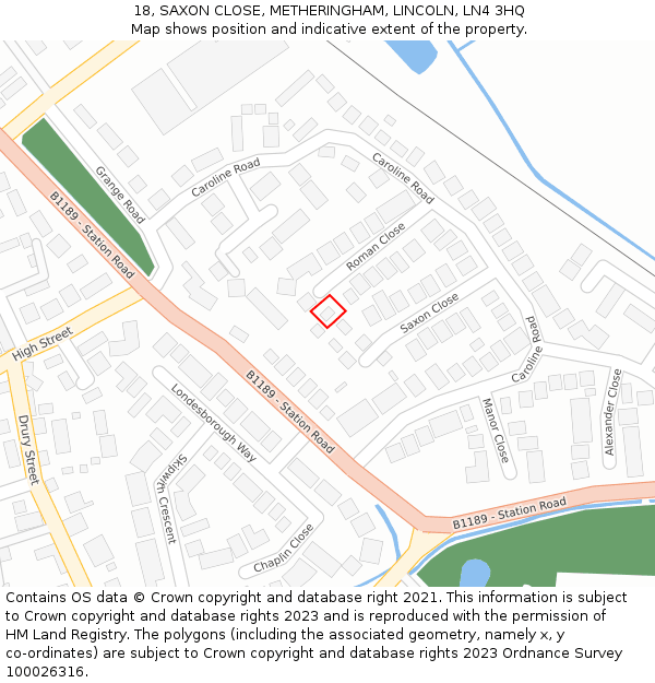 18, SAXON CLOSE, METHERINGHAM, LINCOLN, LN4 3HQ: Location map and indicative extent of plot