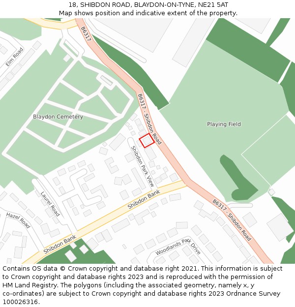 18, SHIBDON ROAD, BLAYDON-ON-TYNE, NE21 5AT: Location map and indicative extent of plot