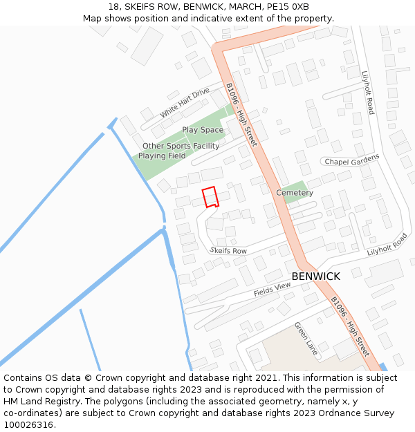 18, SKEIFS ROW, BENWICK, MARCH, PE15 0XB: Location map and indicative extent of plot