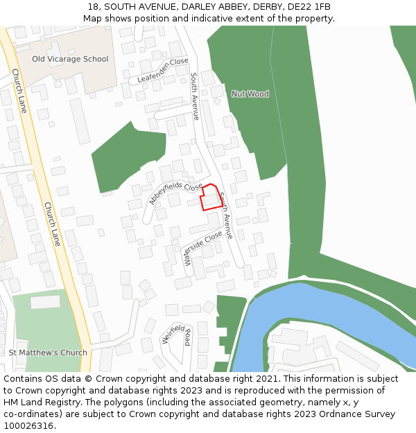 18, SOUTH AVENUE, DARLEY ABBEY, DERBY, DE22 1FB: Location map and indicative extent of plot