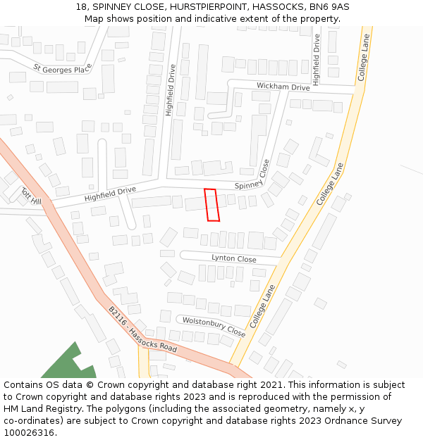 18, SPINNEY CLOSE, HURSTPIERPOINT, HASSOCKS, BN6 9AS: Location map and indicative extent of plot