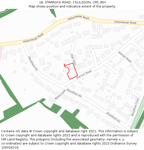 18, STARROCK ROAD, COULSDON, CR5 3EH: Location map and indicative extent of plot