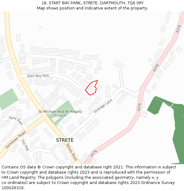 18, START BAY PARK, STRETE, DARTMOUTH, TQ6 0RY: Location map and indicative extent of plot
