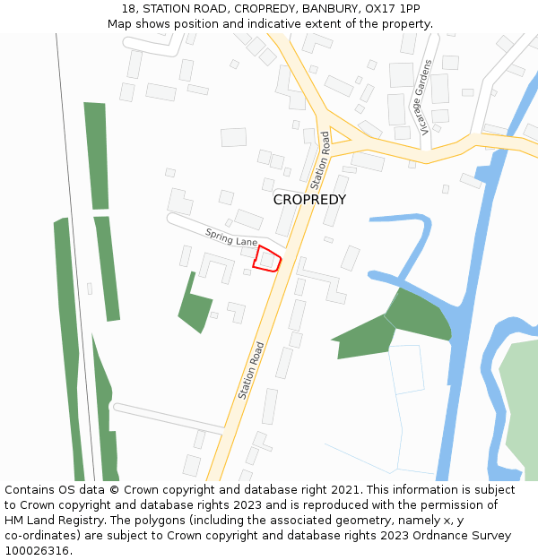 18, STATION ROAD, CROPREDY, BANBURY, OX17 1PP: Location map and indicative extent of plot