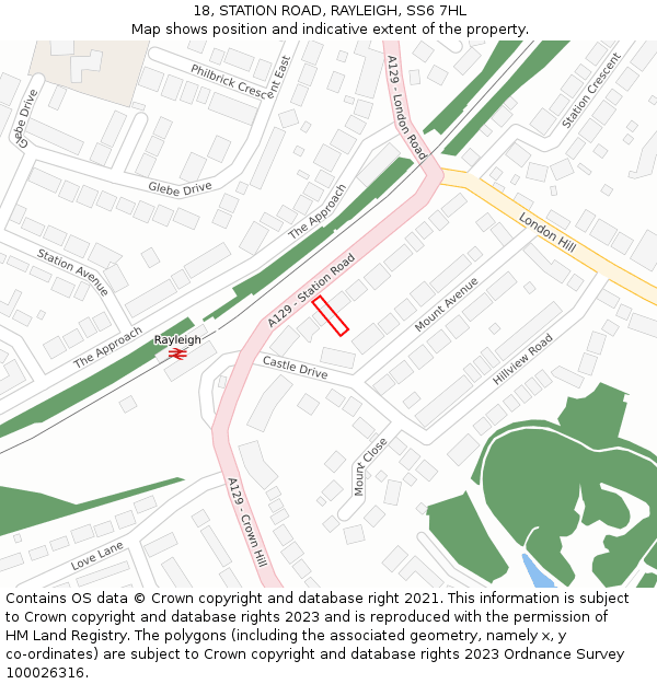 18, STATION ROAD, RAYLEIGH, SS6 7HL: Location map and indicative extent of plot