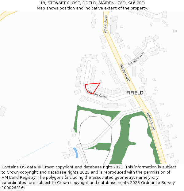 18, STEWART CLOSE, FIFIELD, MAIDENHEAD, SL6 2PD: Location map and indicative extent of plot