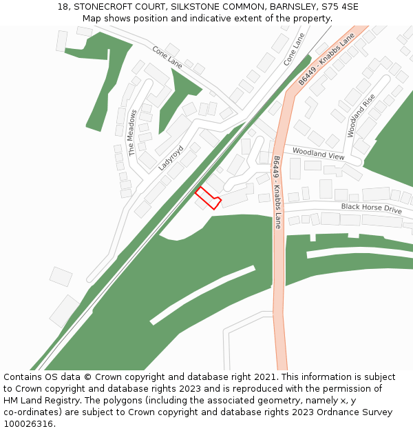 18, STONECROFT COURT, SILKSTONE COMMON, BARNSLEY, S75 4SE: Location map and indicative extent of plot